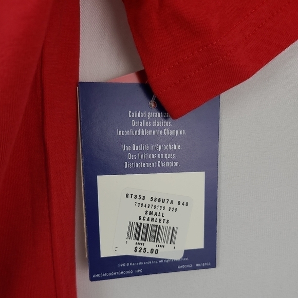 NEW Champion Red T-Shirt Tee Sz S Men's Script Logo Jersey Tee Short Sleeve. NWT - Picture 4 of 6